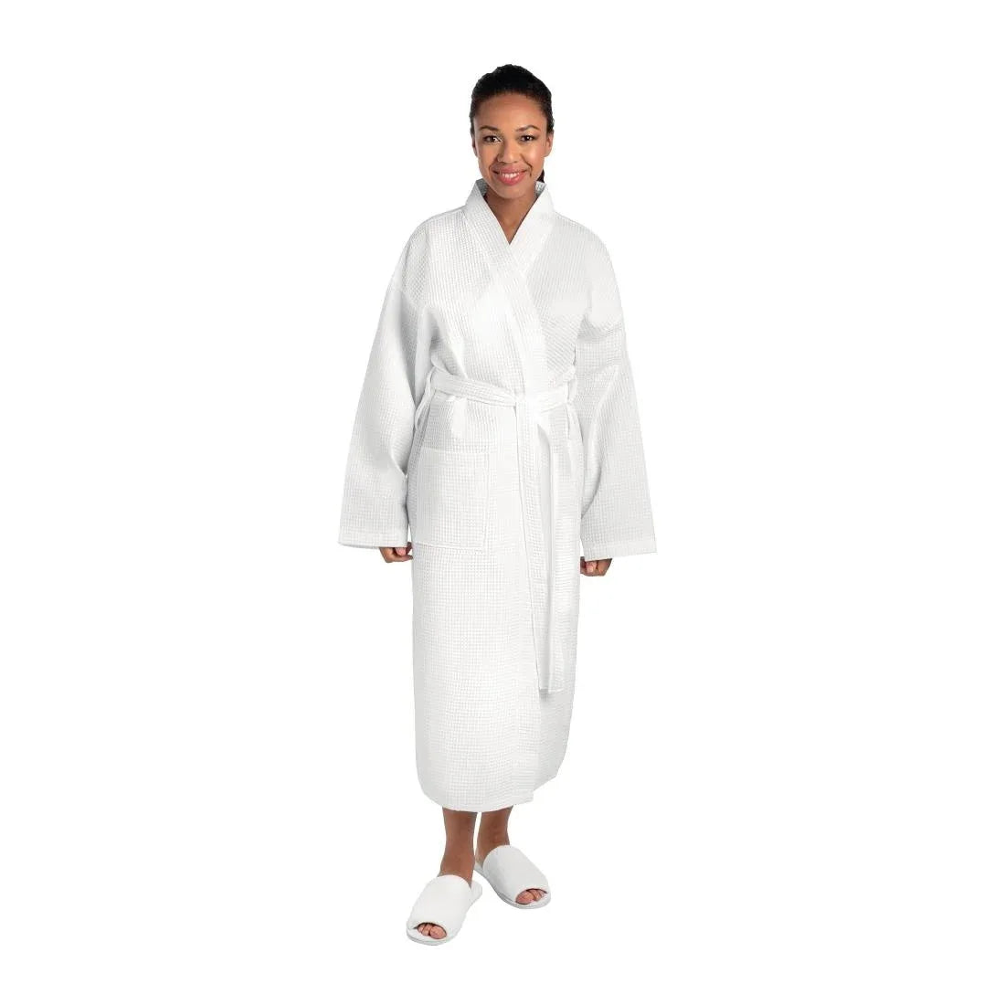 GW408 Mitre Essentials Honeycomb Bathrobe White Medium - JD Catering Equipment Solutions Ltd