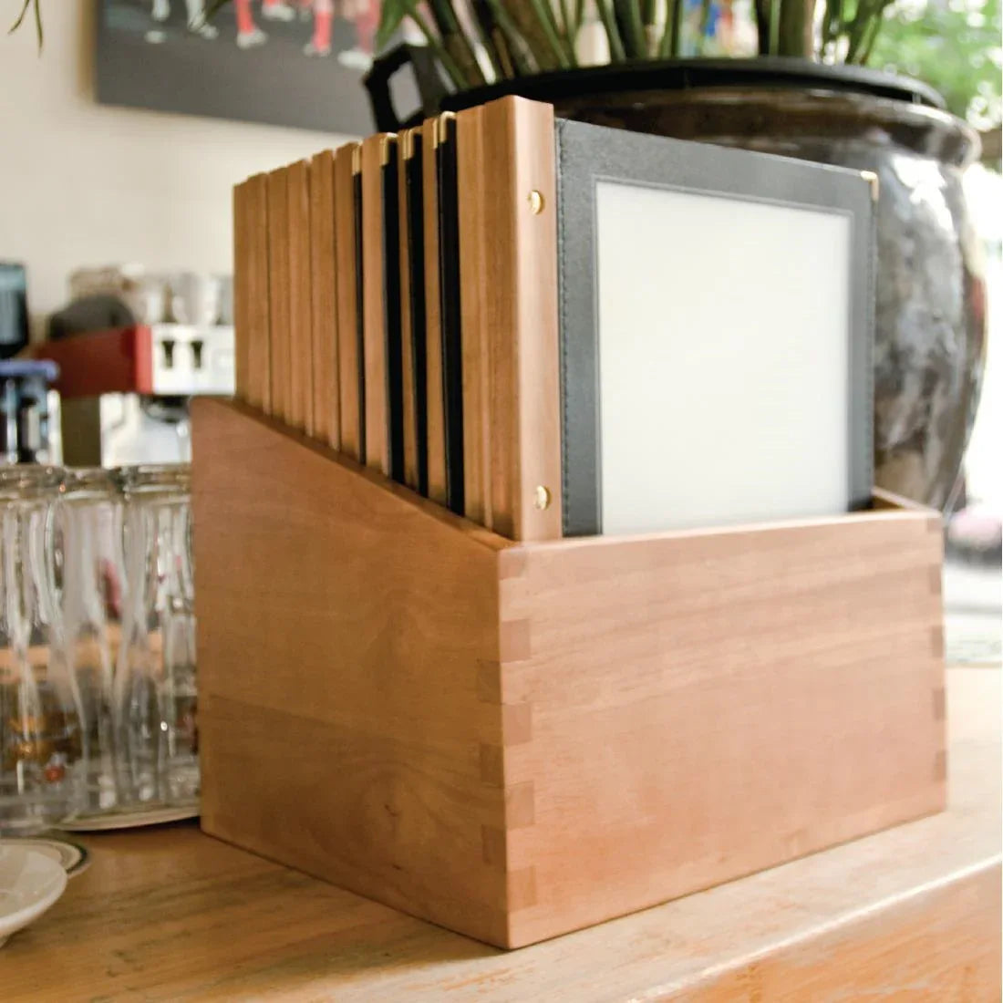 H759 Securit Wood Spine American Style Menu Covers and Storage Box A4 Black - JD Catering Equipment Solutions Ltd