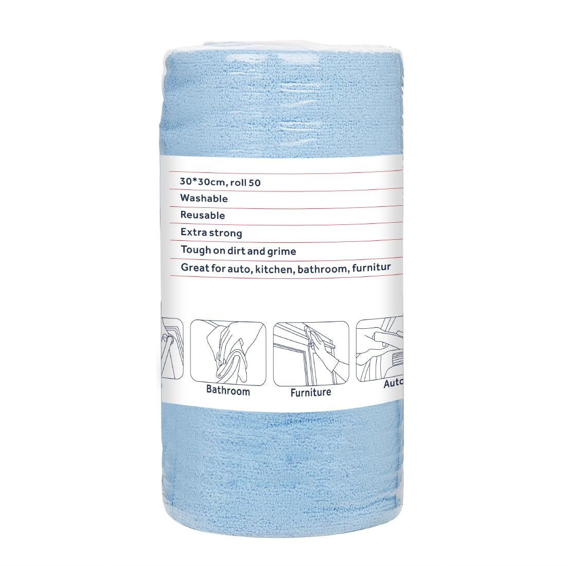 HA817 Nisbets Essentials Blue Micro Fibre Cloth 300x300mm - Roll of 50 tear-off sheets