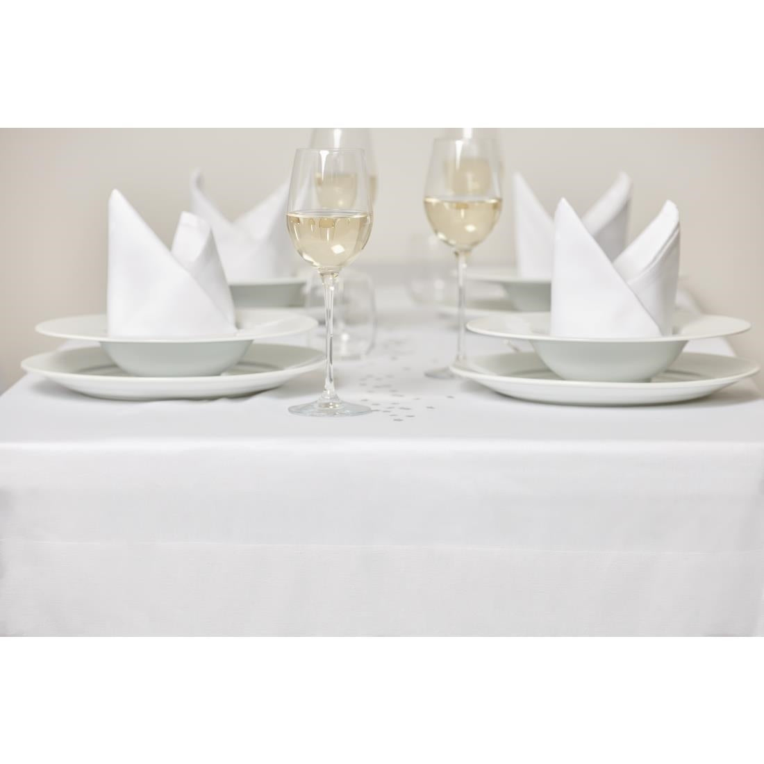 HB559 Mitre Luxury Satin Band Napkins Cotton White (10 pack)