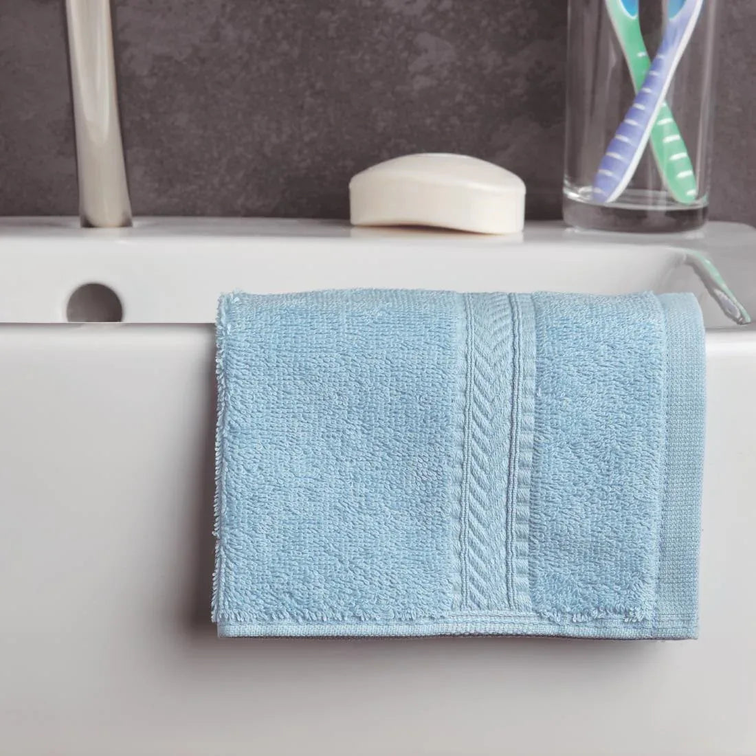 HB625 Mitre Essentials Nova Face Cloth Blue (10 pack)