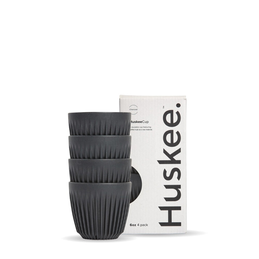 6oz Charcoal HuskeeCup 4-Pack (x12) - - BioPak commercial catering consumable