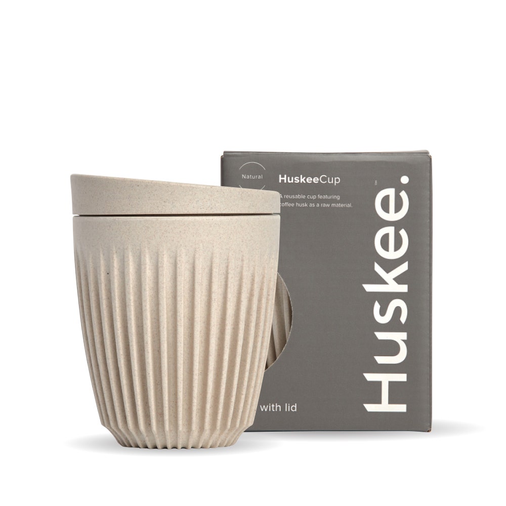 8oz Natural HuskeeCup & Lid (x12) - - BioPak commercial catering consumable