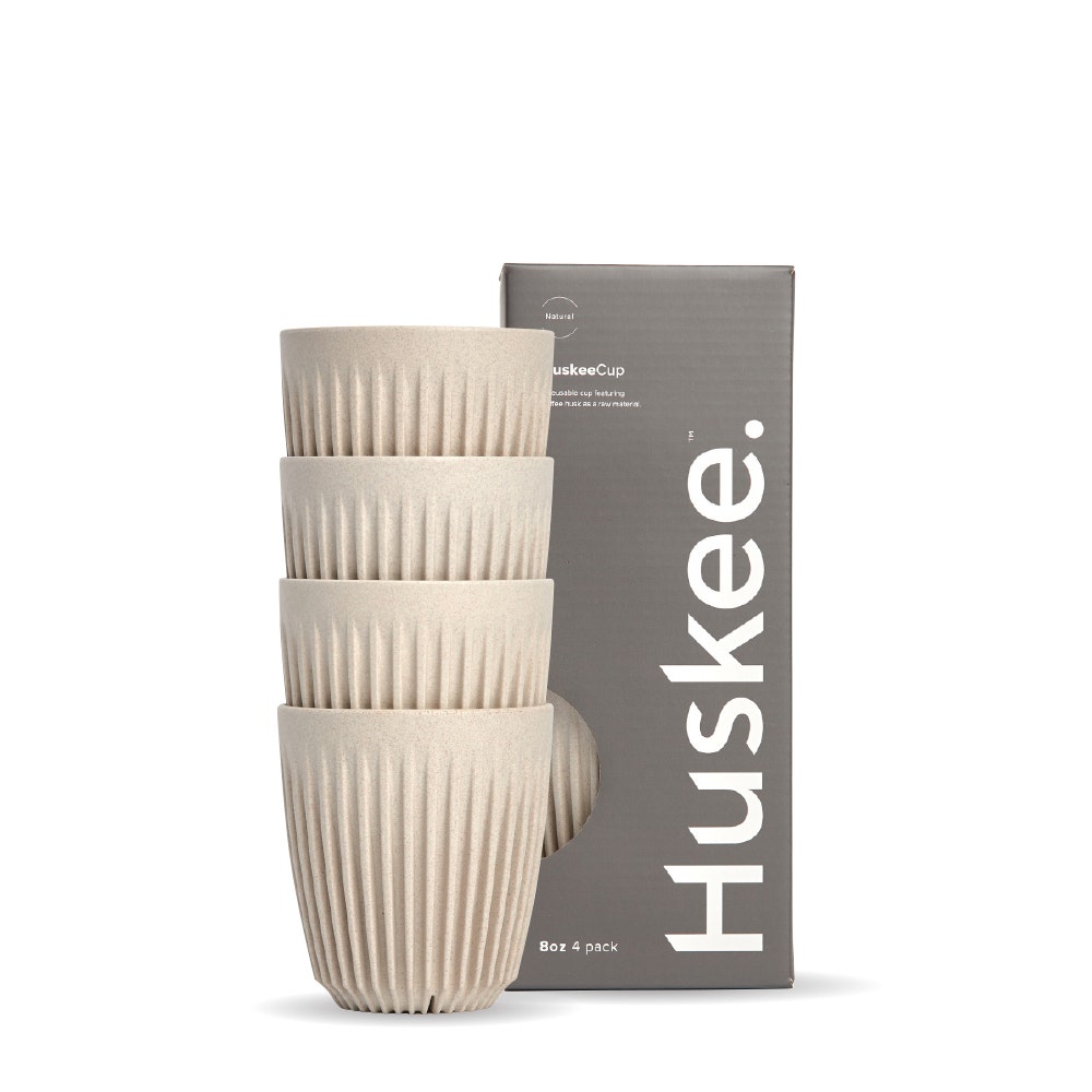 8oz Natural HuskeeCup 4-Pack (x12) - - BioPak commercial catering consumable