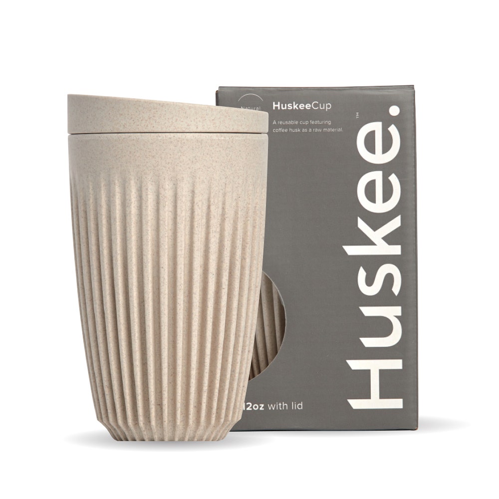 12oz Natural HuskeeCup & Lid (x12) - - BioPak commercial catering consumable