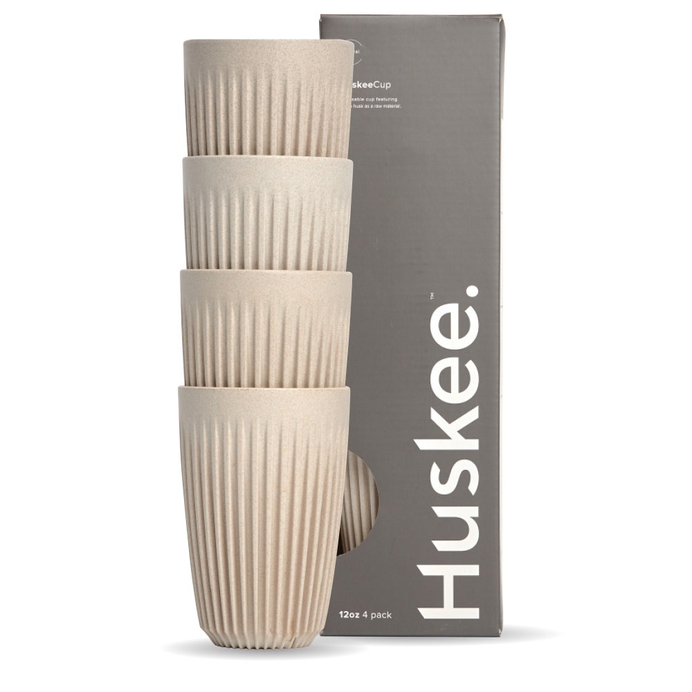 12oz Natural HuskeeCup 4-Pack (x12) - - BioPak commercial catering consumable