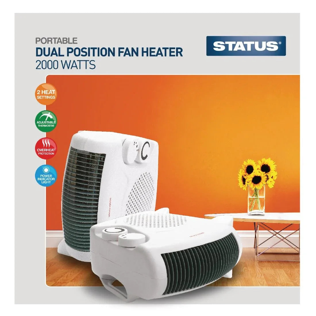 HC272 Status Portable Dual Position Fan Heater 2kW - JD Catering Equipment Solutions Ltd