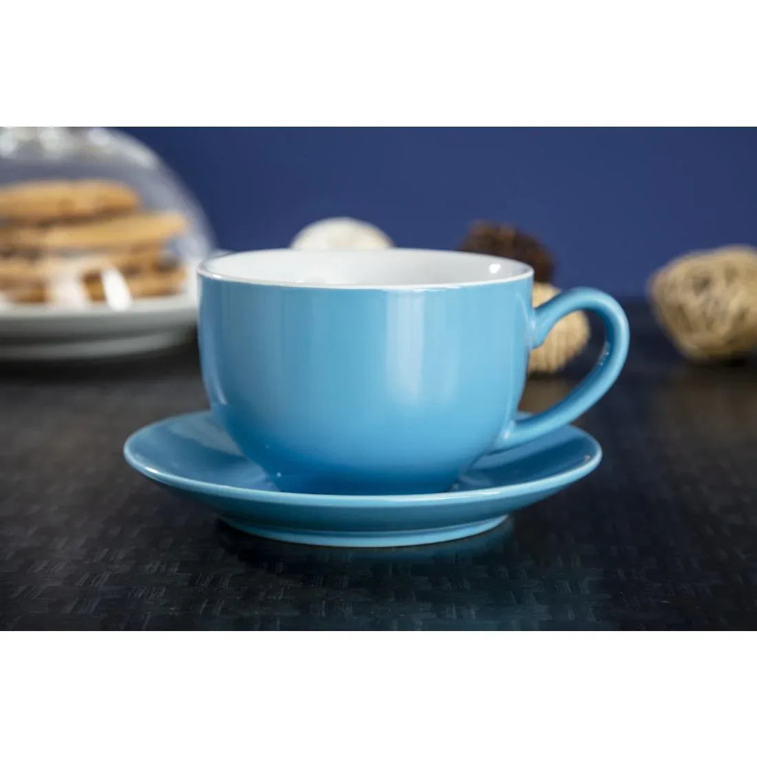 HC404 Olympia Cafe Cappuccino Cup Blue 340ml (Pack of 12) - JD Catering Equipment Solutions Ltd