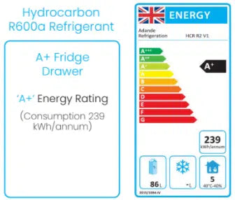 Adande - Under Counter - One Drawer - Fridge Only A+ Rear Engine - HCR1 Series