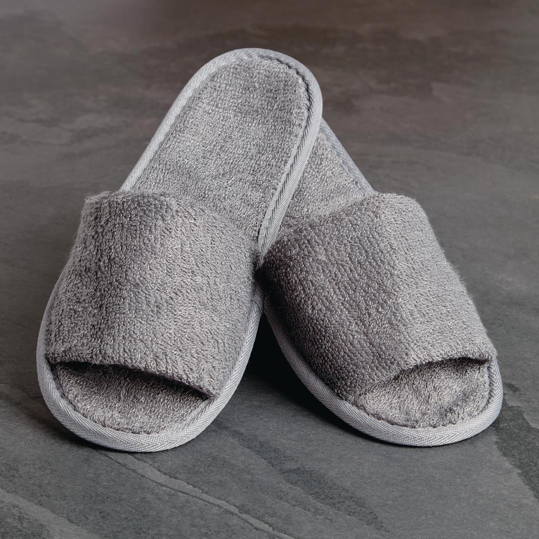 HD244 Luxury Curzon Open Toe Slippers Grey - JD Catering Equipment Solutions Ltd