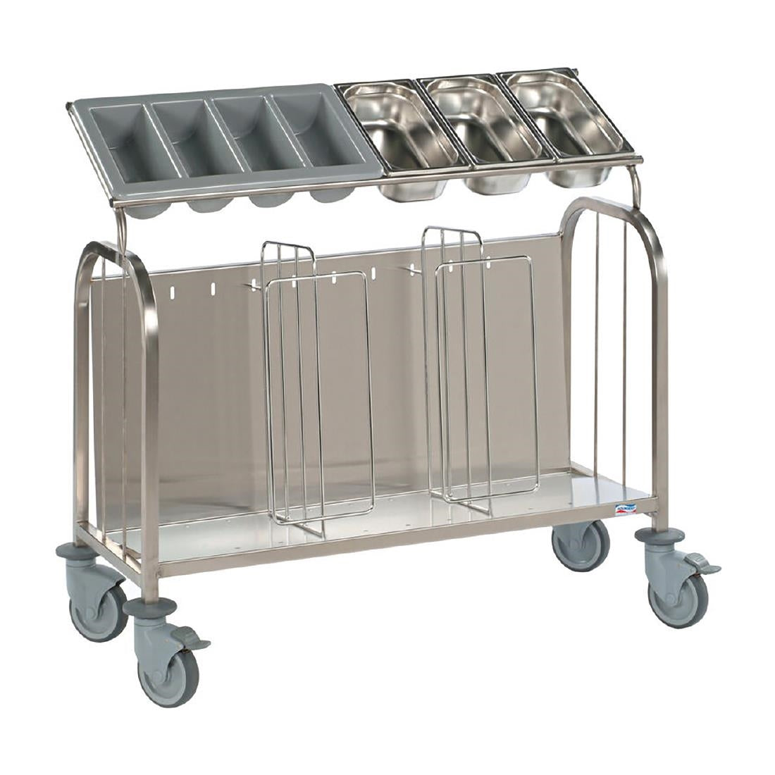 JE068 Matfer Bourgeat Plate Stacking and Cutlery Trolley with 2 Dividers