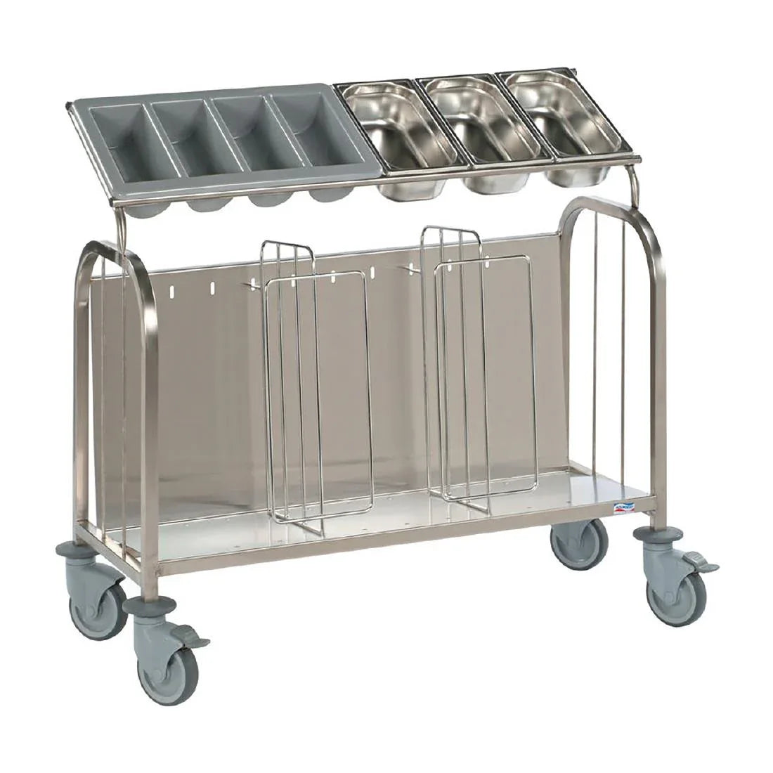JE068 Matfer Bourgeat Plate Stacking and Cutlery Trolley with 2 Dividers