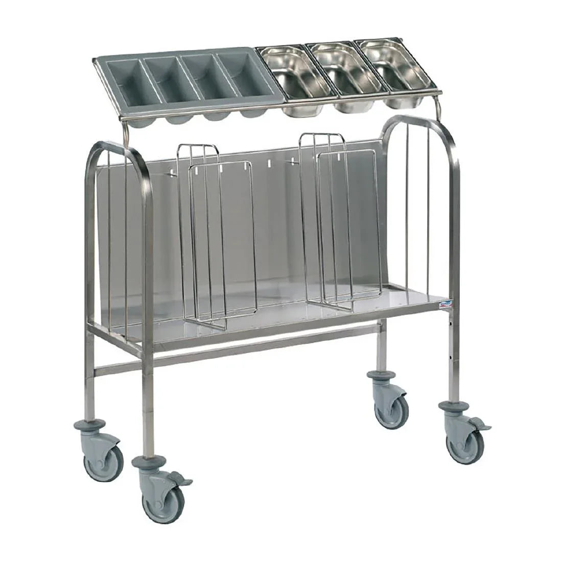 JE069 Matfer Bourgeat Raised Plate Stacking and Cutlery Trolley with 2 Dividers