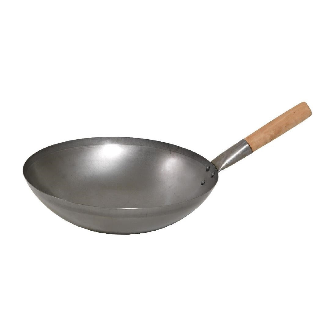 HP742 Matfer Bourgeat Steel Wok Wood Handle 350mm
