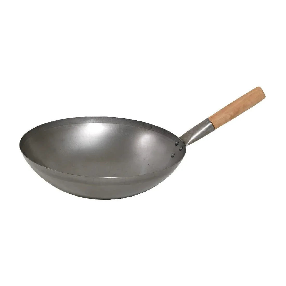 HP742 Matfer Bourgeat Steel Wok Wood Handle 350mm - JD Catering Equipment Solutions Ltd