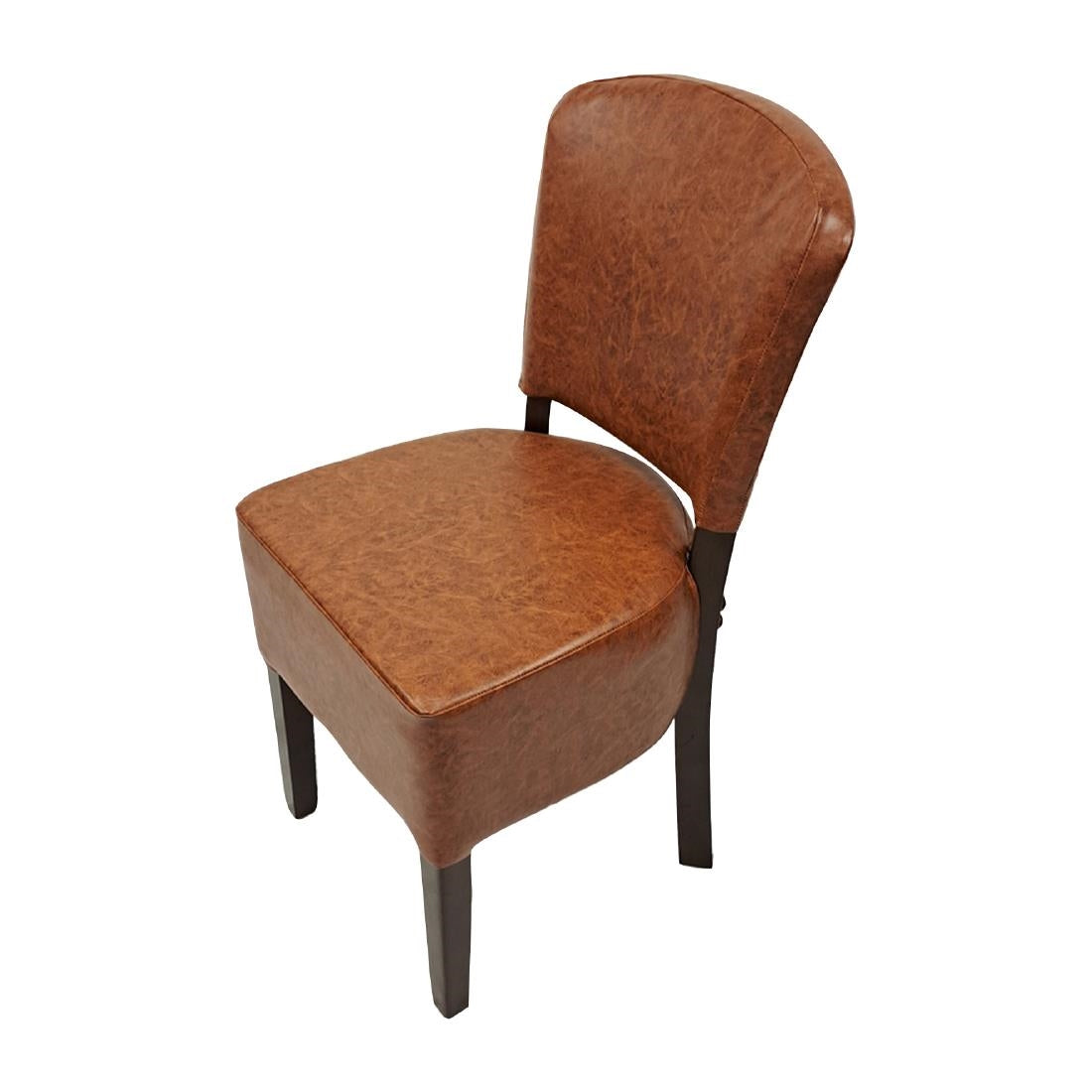 HP753 Hanoi Dining Chair In Dark Walnut with Bison Vinyl Tan (Pack of 2)