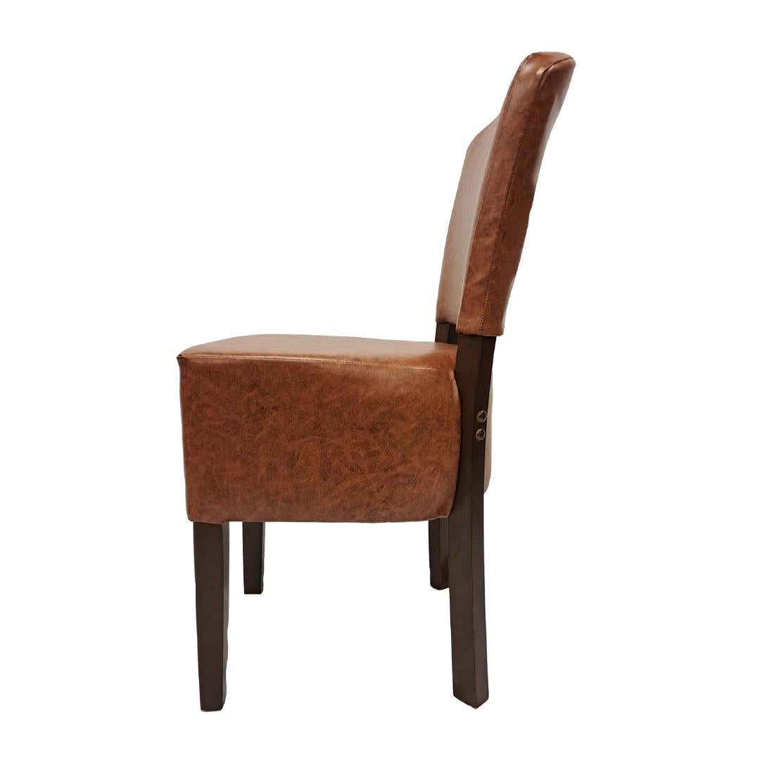 HP753 Hanoi Dining Chair In Dark Walnut with Bison Vinyl Tan (Pack of 2)