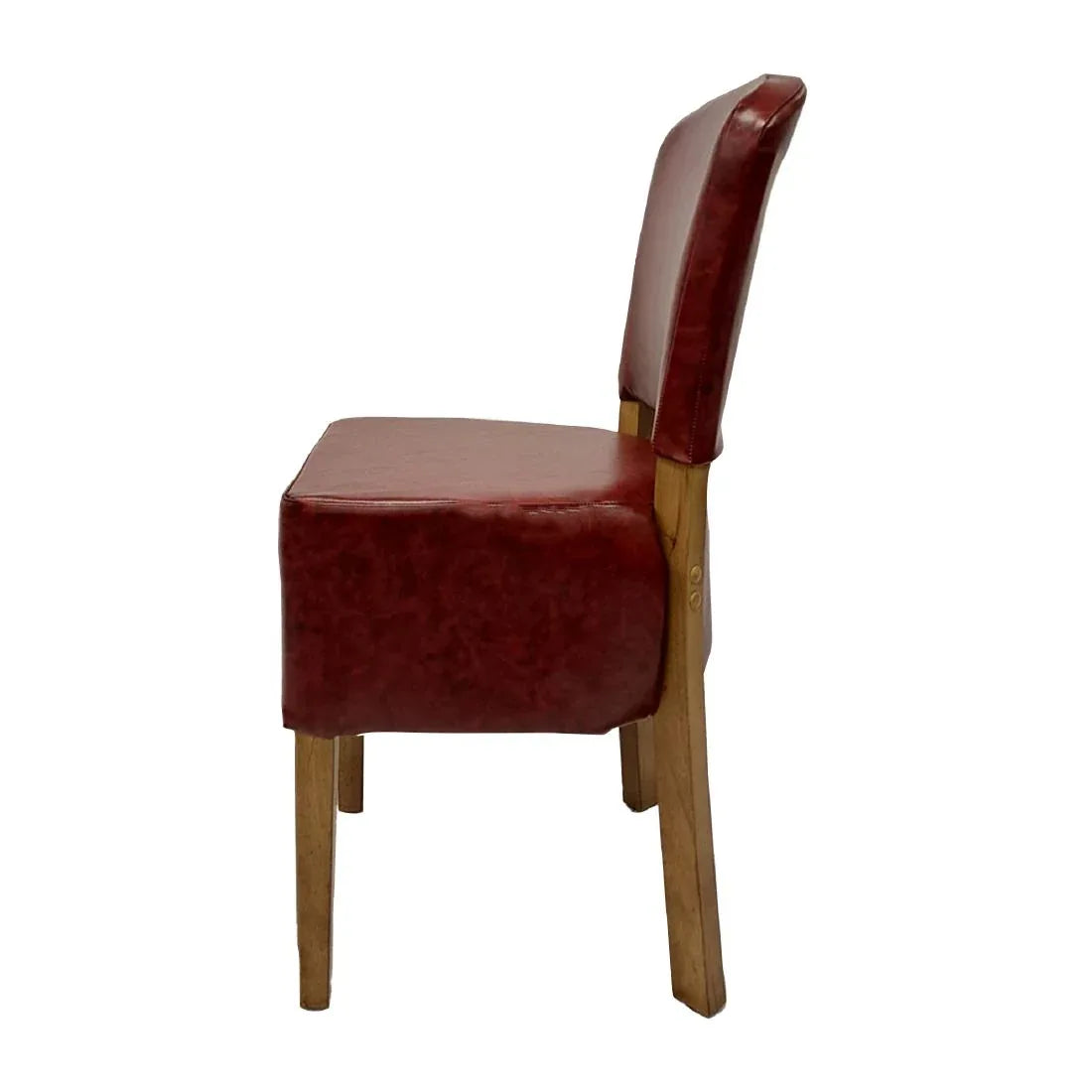 HP763 Hanoi Dining Chair In Weathered Oak with Bison Vinyl Bordeaux (Pack of 2) - JD Catering Equipment Solutions Ltd