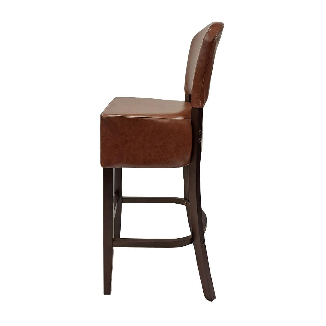 HP775 Hanoi Bar Chair in Dark Walnut with Bison Espresso Vinyl