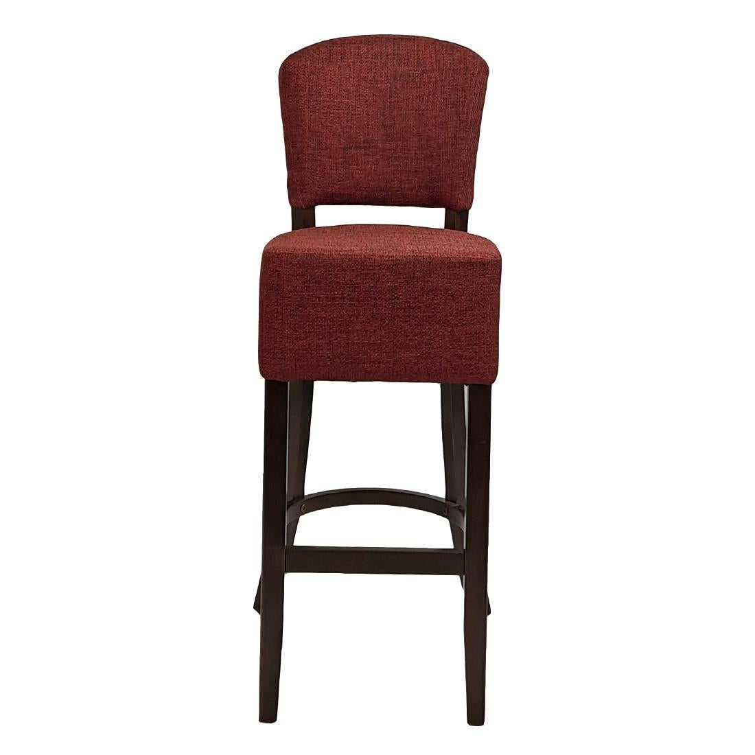 HP780 Hanoi Bar Chair in Dark Walnut with Shetland Scarlet Seatpad
