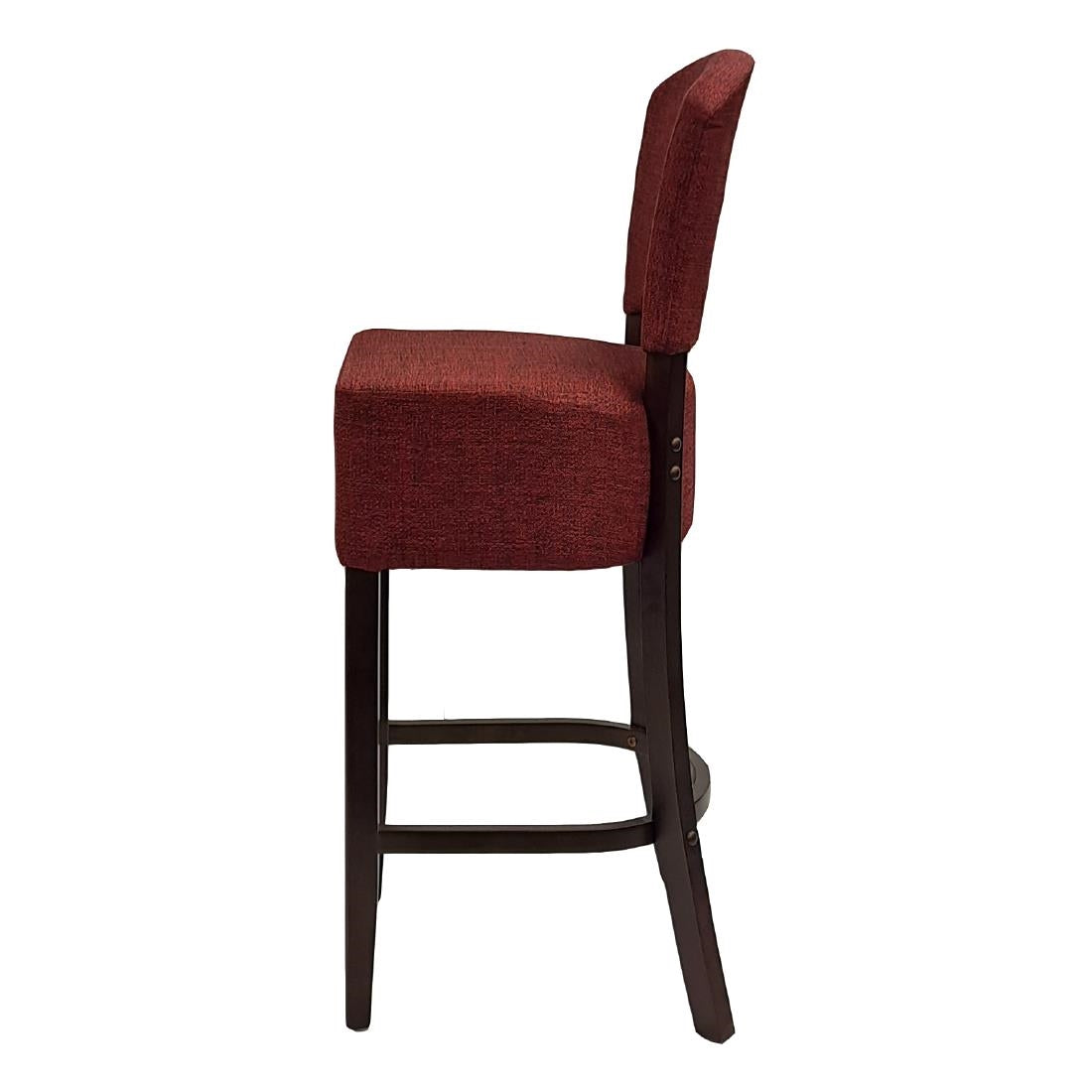 HP780 Hanoi Bar Chair in Dark Walnut with Shetland Scarlet Seatpad
