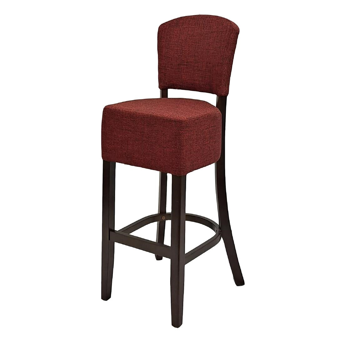 HP780 Hanoi Bar Chair in Dark Walnut with Shetland Scarlet Seatpad