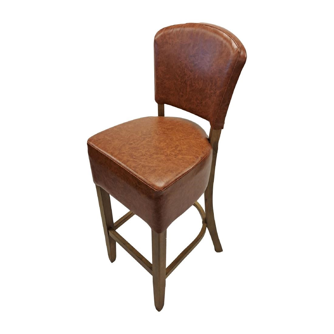 HP781 Hanoi Bar Chair in Weathered Oak with Bison Tan Vinyl