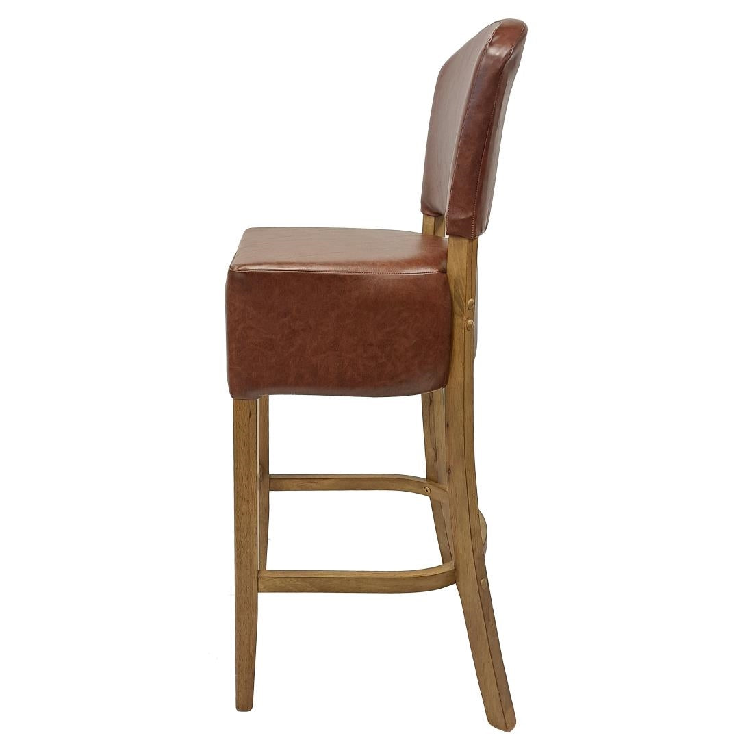 HP782 Hanoi Bar Chair In Weathered Oak with Bison Espresso Vinyl Seatpad
