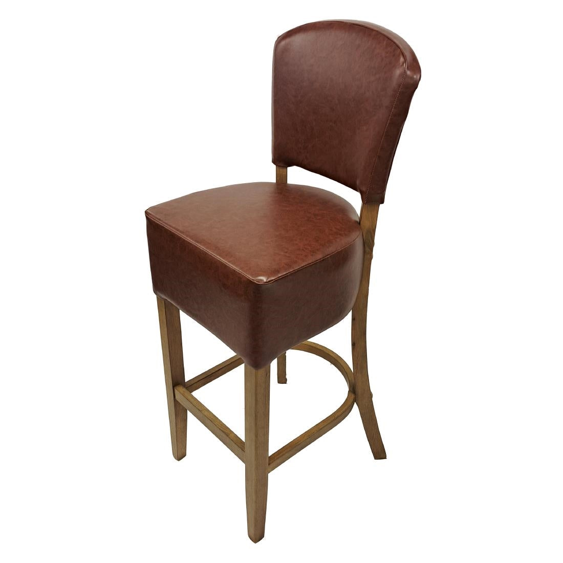 HP782 Hanoi Bar Chair In Weathered Oak with Bison Espresso Vinyl Seatpad