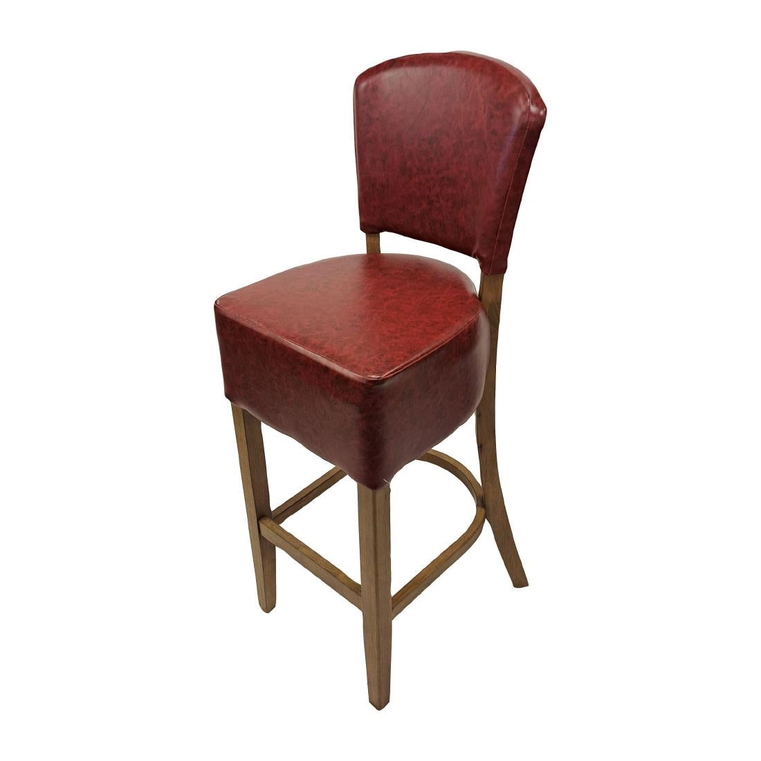 HP784 Hanoi Bar Chair in Weathered Oak with Bison Bordeaux Vinyl