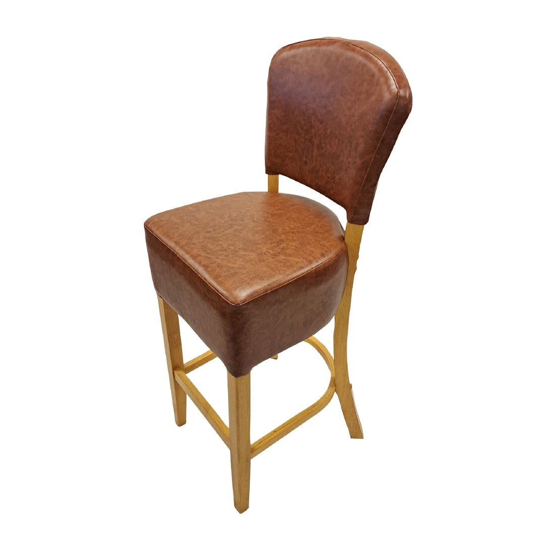 HP788 Hanoi Bar Chair in Soft Oak with Bison Tan Vinyl
