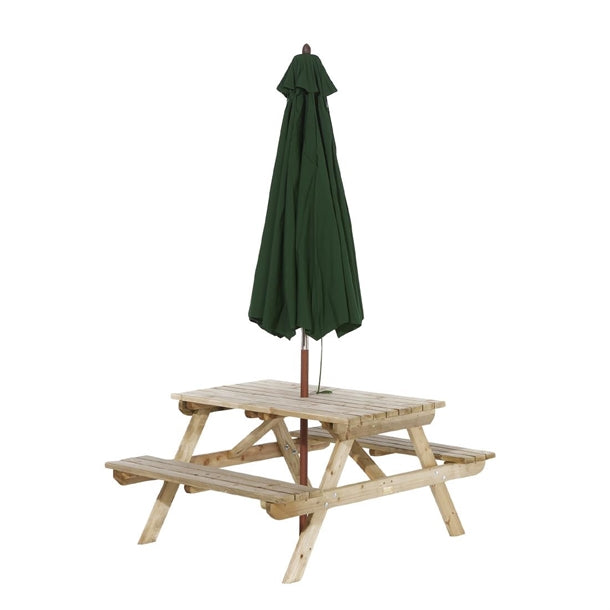 HP888 Rowlinson Picnic Table 4ft with Green Parasol 2.7m