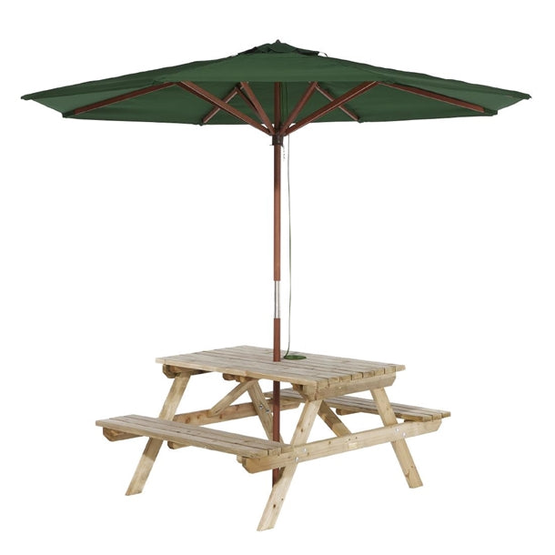 HP888 Rowlinson Picnic Table 4ft with Green Parasol 2.7m