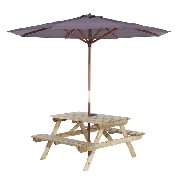 HP890 Rowlinson Picnic Table 4ft with Grey Parasol 2.7m