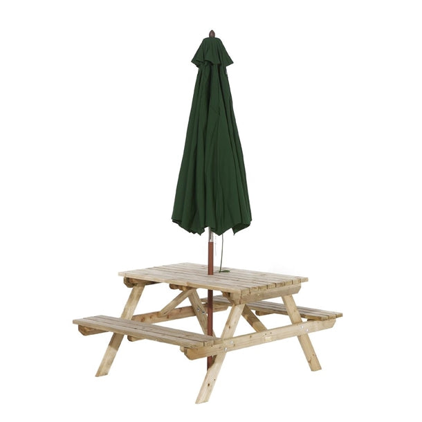 HP892 Rowlinson Picnic Table 5ft With Green Parasol 2.7m