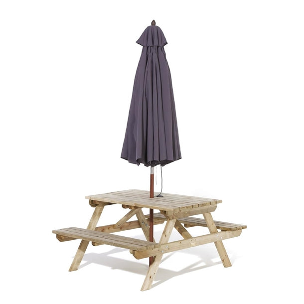 HP894 Rowlinson Picnic Table 5ft with Grey Parasol 2.7m