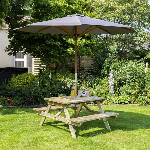 HP894 Rowlinson Picnic Table 5ft with Grey Parasol 2.7m