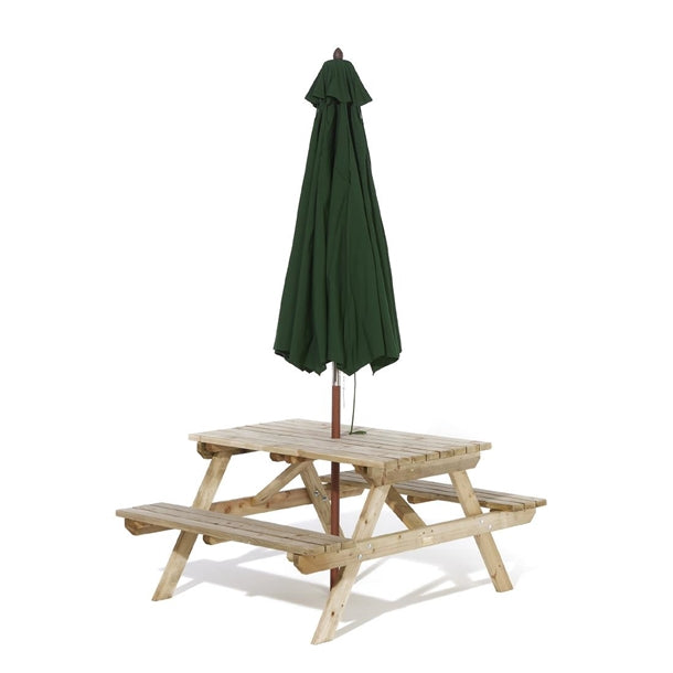 HP896 Rowlinson Picnic Table 6ft With Green Parasol 2.7m