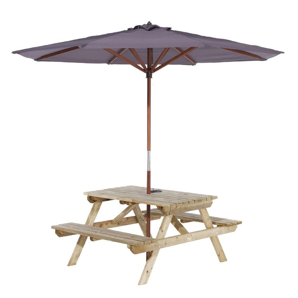 HP898 Rowlinson Picnic Table 6ft with Grey Parasol 2.7m