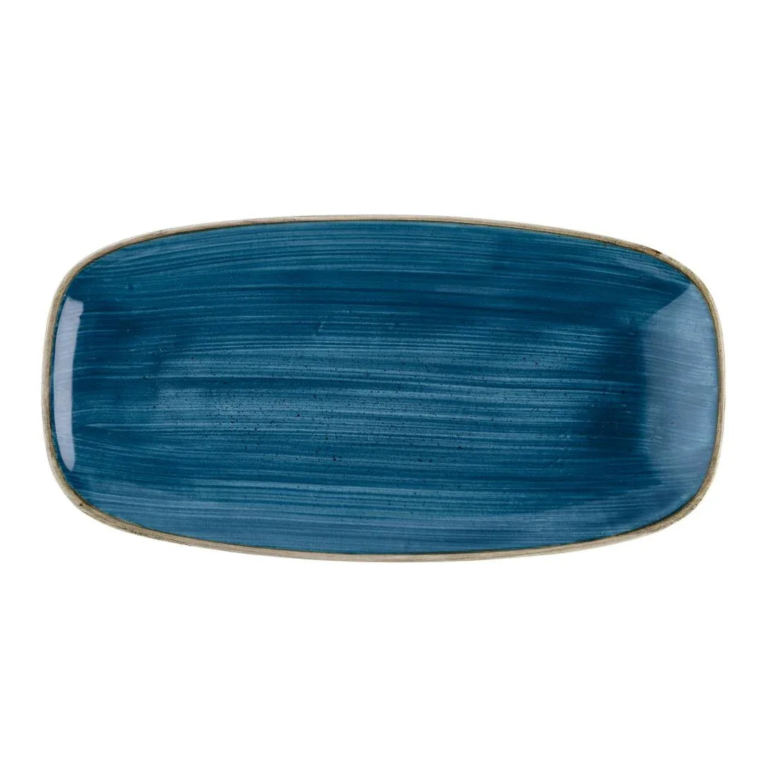 HR391 Churchill Stonecast Java Blue Chef's Oblong Plates 350mm x 187mm (Pack of 6) - JD Catering Equipment Solutions Ltd