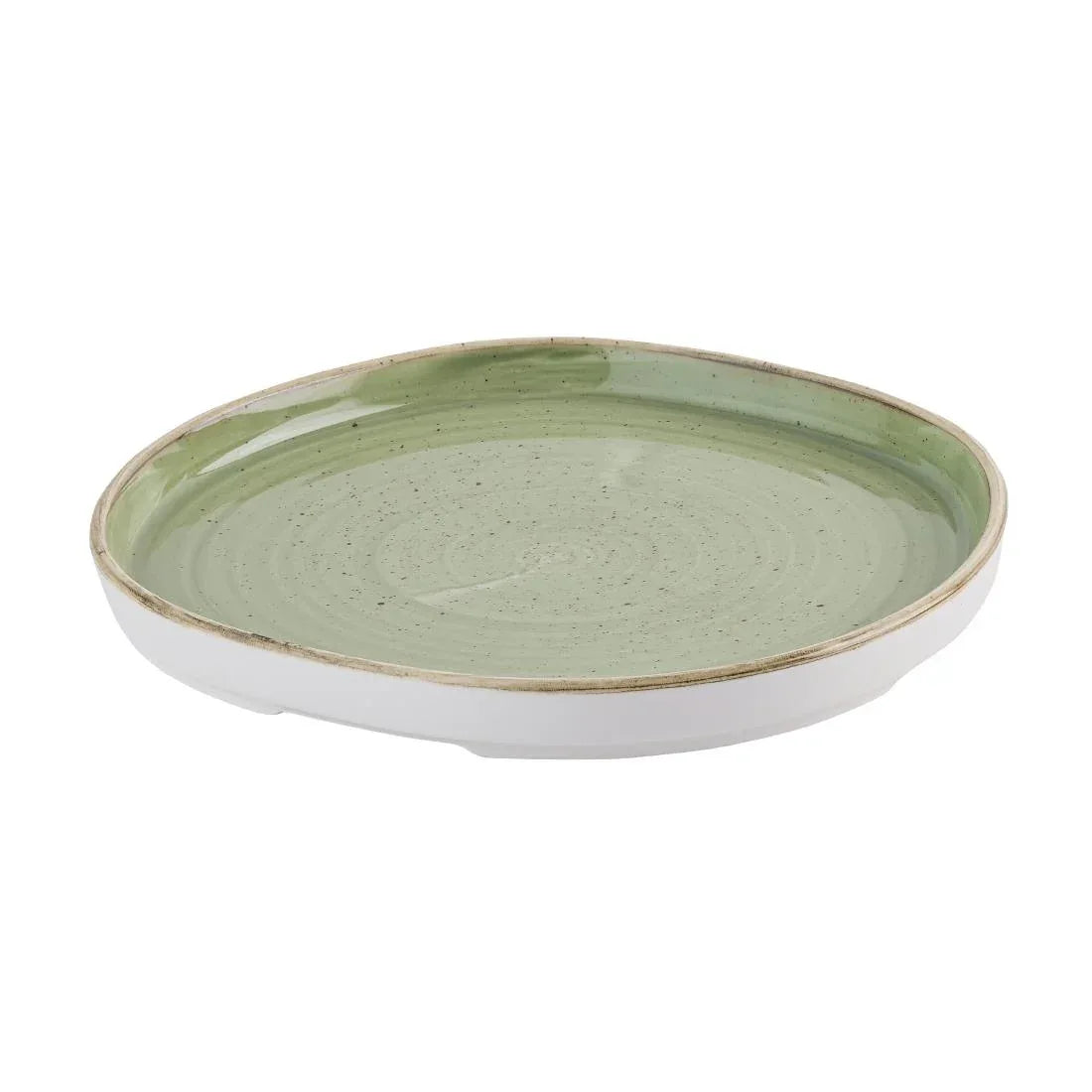 HR415 Churchill Stonecast Sage Green Organic Walled Plates 206mm (Pack of 6) - JD Catering Equipment Solutions Ltd