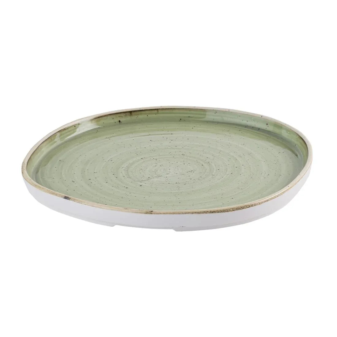HR416 Churchill Stonecast Sage Green Organic Walled Plates 257mm (Pack of 6) - JD Catering Equipment Solutions Ltd
