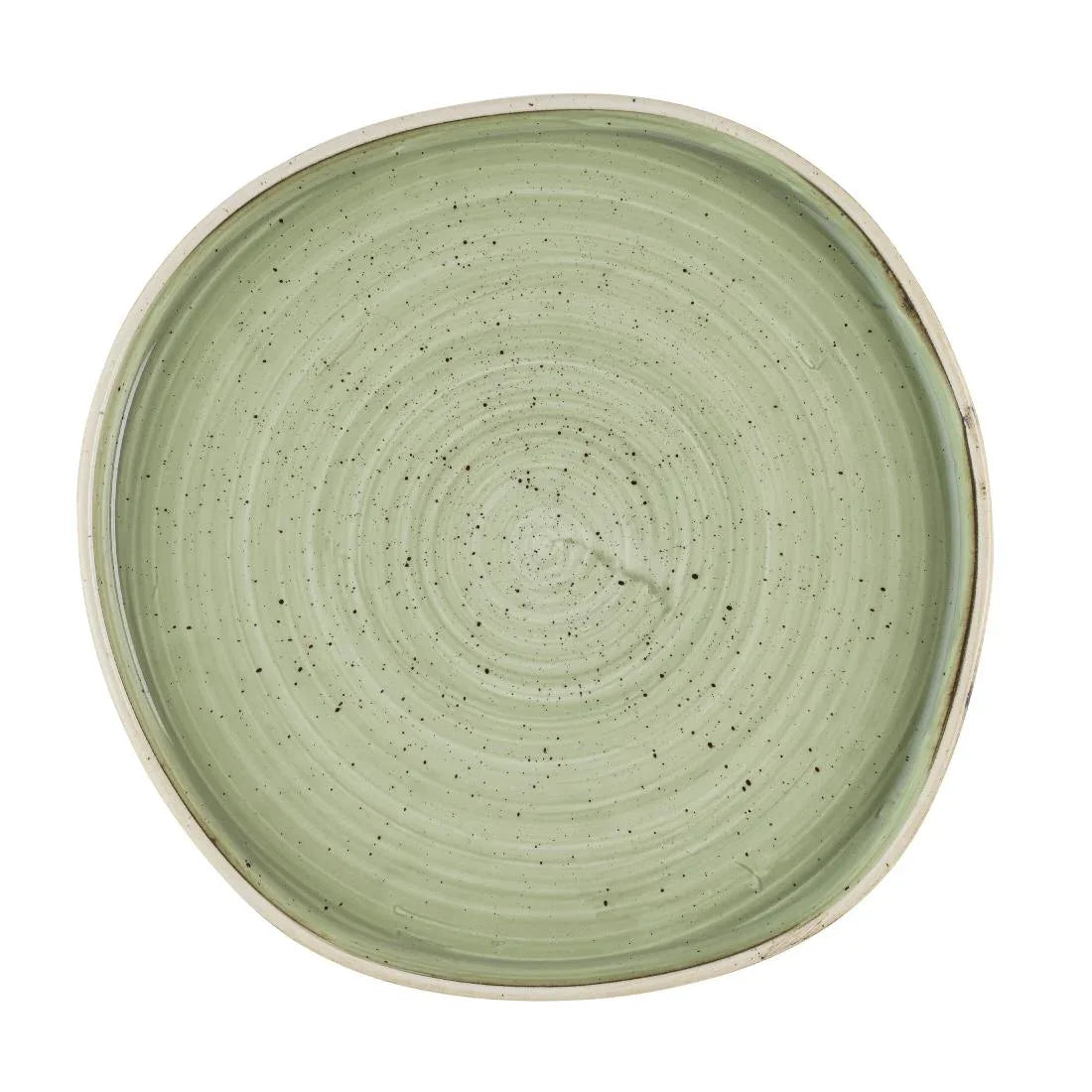HR416 Churchill Stonecast Sage Green Organic Walled Plates 257mm (Pack of 6) - JD Catering Equipment Solutions Ltd