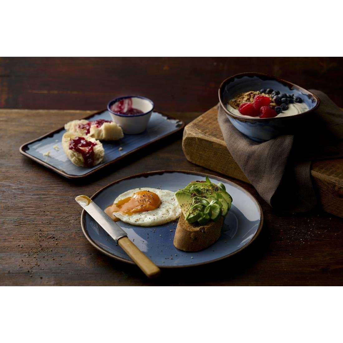 HR498 Dudson Harvest Indigo Organic Coupe Rectangle Platter 405x181mm (Pack of 6)