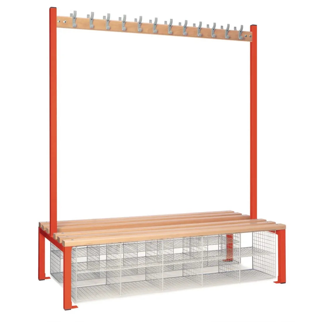 HR637 Double-Sided Island Seating with Mesh Basket Red 1500mm - JD Catering Equipment Solutions Ltd