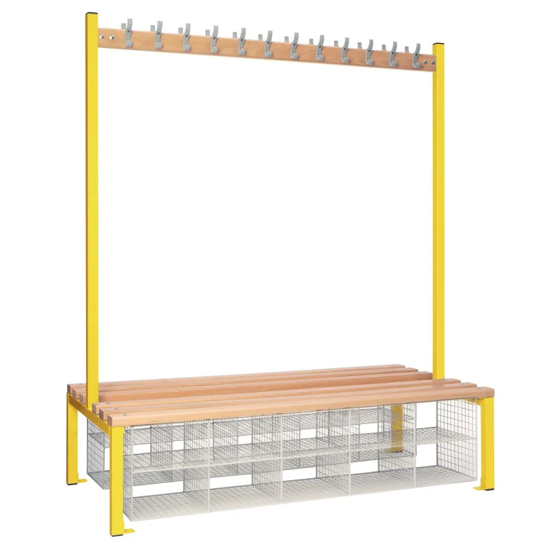 HR639 Double-Sided Island Seating with Mesh Basket Yellow 1500mm - JD Catering Equipment Solutions Ltd