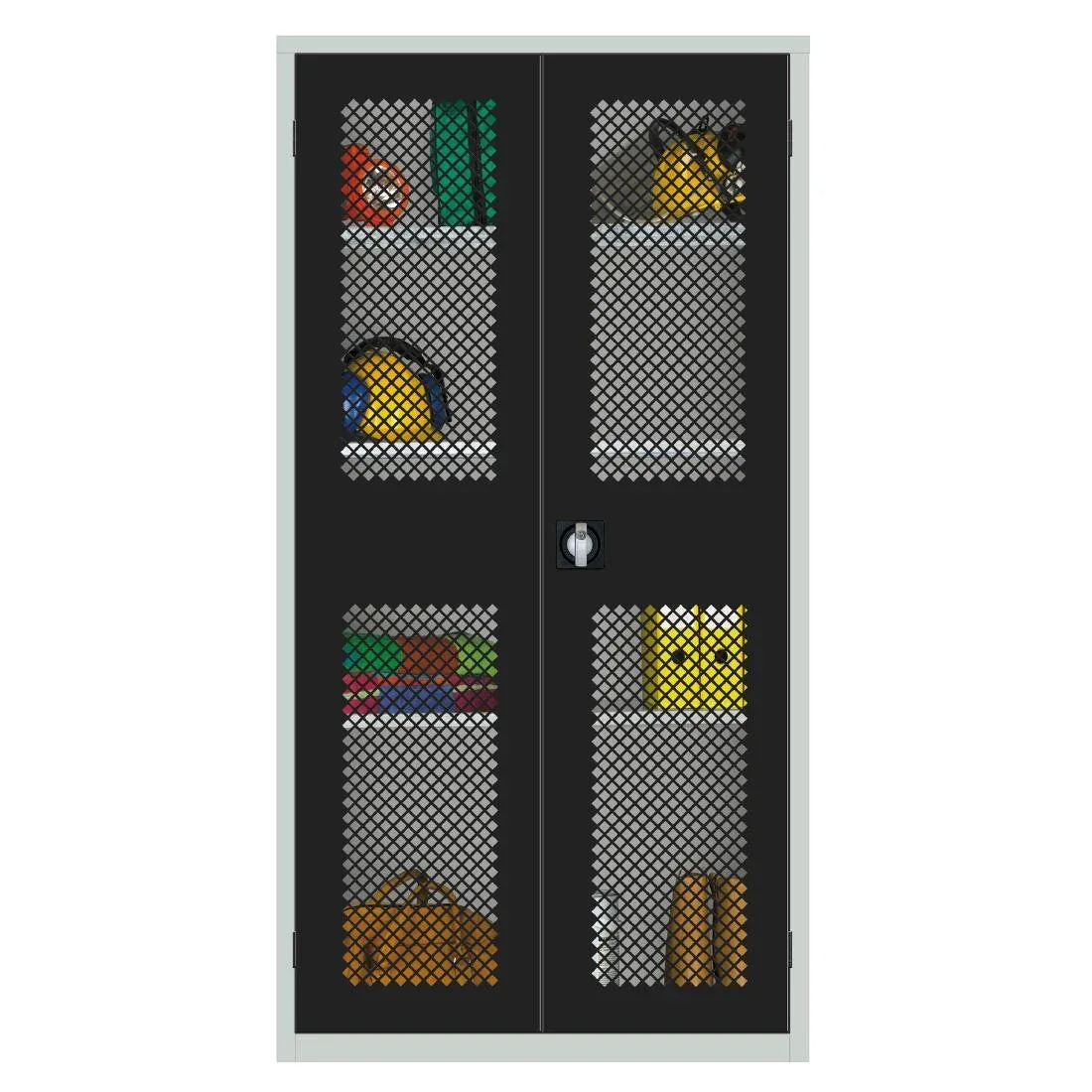 HR652 Large Mesh-Fronted Stock Control Cupboard Black - JD Catering Equipment Solutions Ltd