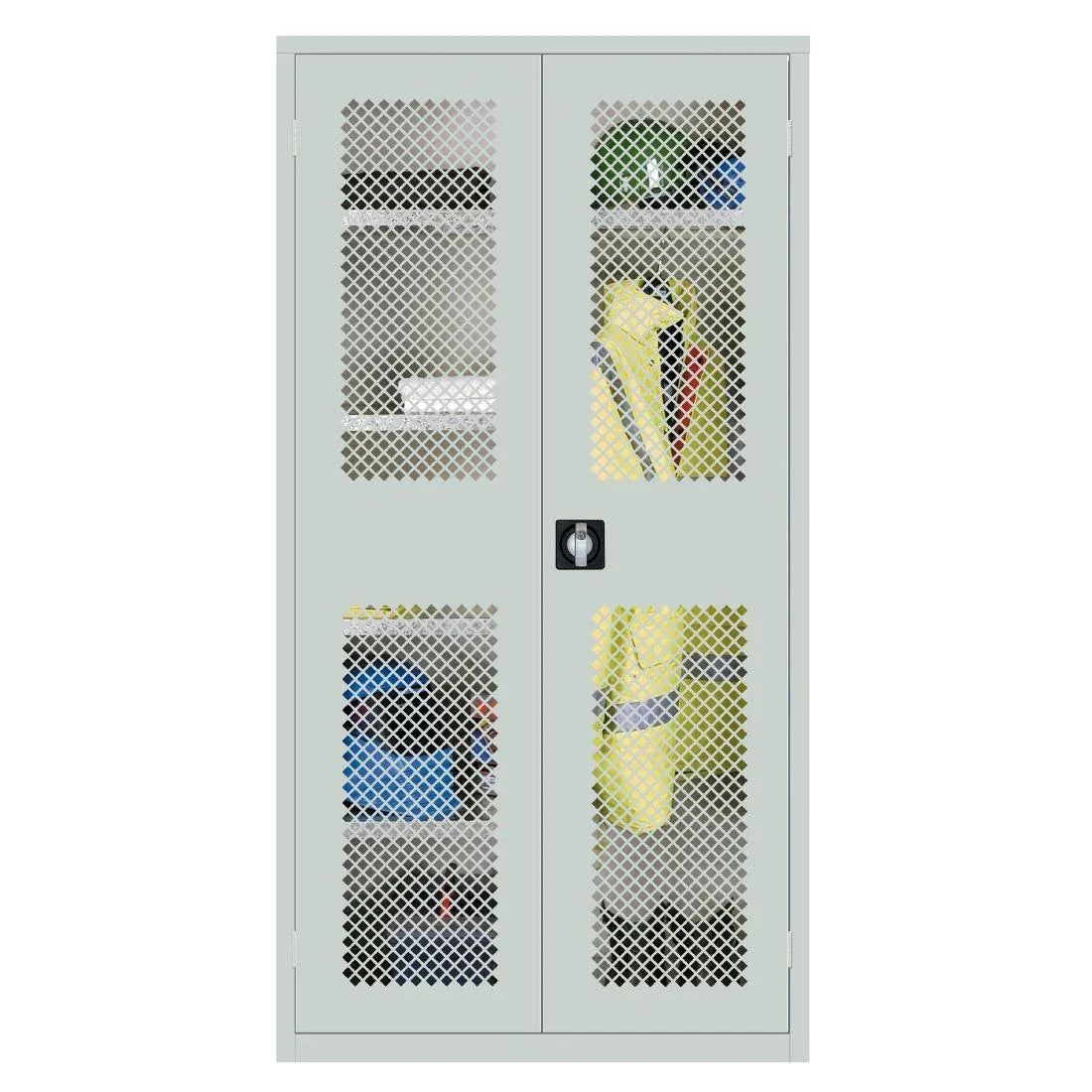 HR656 Clothing and Equipment Mesh-Fronted Cupboard Grey - JD Catering Equipment Solutions Ltd