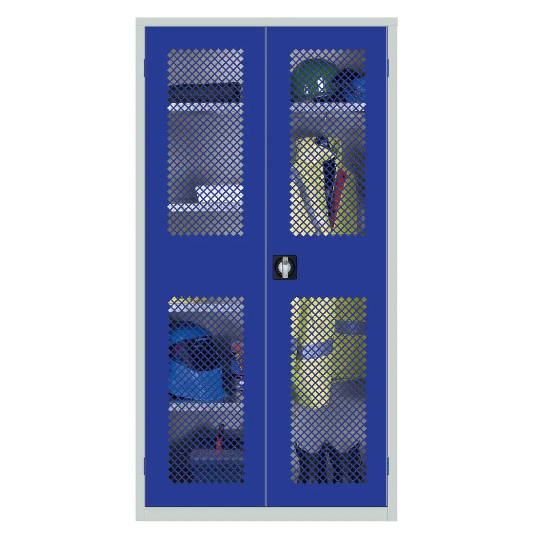 HR657 Clothing and Equipment Mesh-Fronted Cupboard Blue - JD Catering Equipment Solutions Ltd