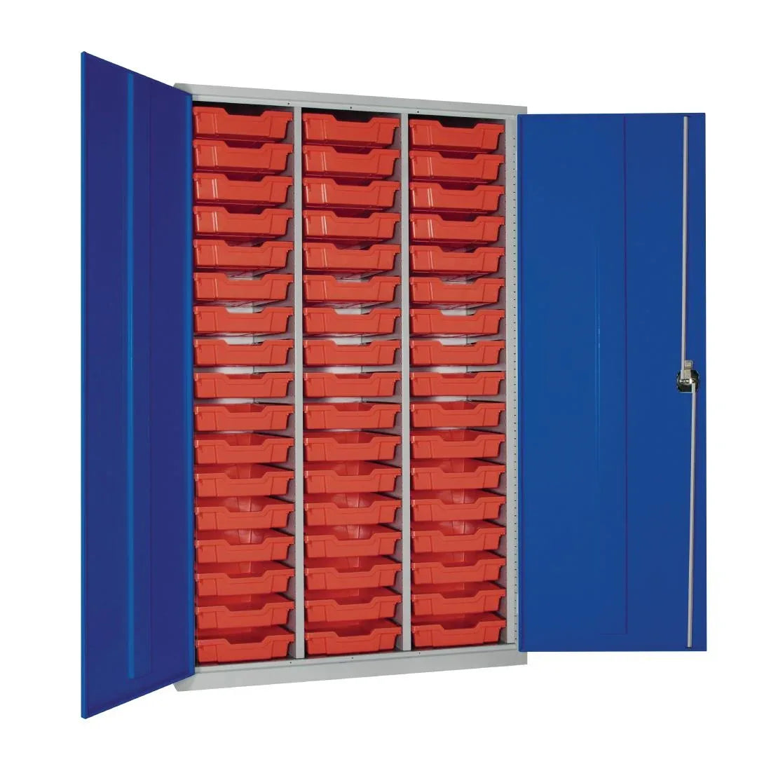 HR668 51 Tray High-Capacity Storage Cupboard - Blue with Red Trays - JD Catering Equipment Solutions Ltd